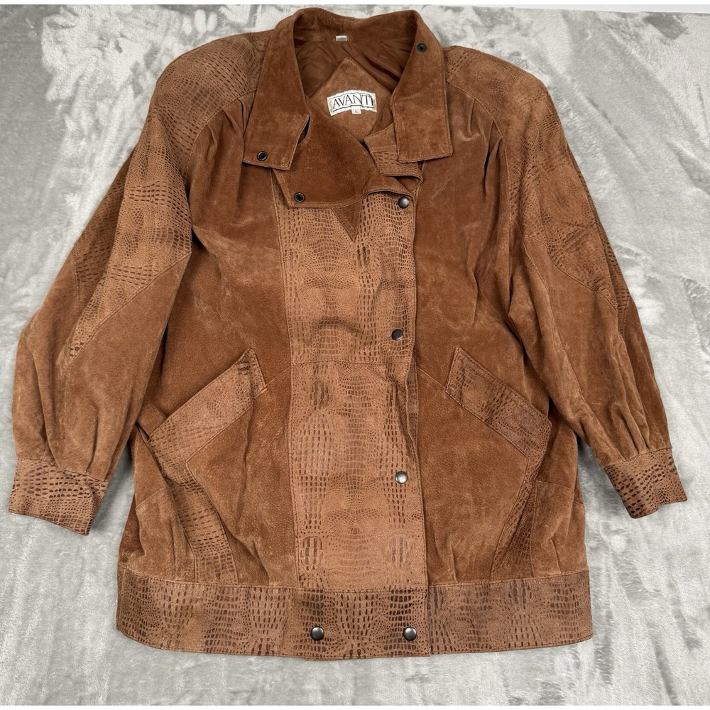 Vintage Avanti Leather Jacket Womens Large L Brown Suede Stamped Western 90s Y2K
